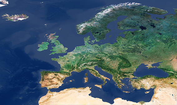 cloud free picture of europe